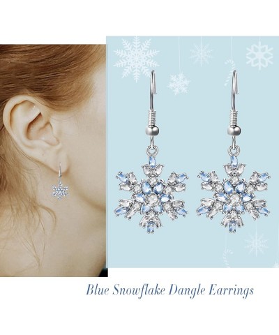 Christmas Snowflower Earrings for Women Girls Cubic Zirconia Snowflake Sparkling Crystal Winter Party Pierced Huggie Dangle H...