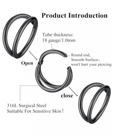 Double Hoop Nose Ring 18G 16G 316L Surgical Steel Cartilage Earring Septum Jewelry Seamless Hinged Clicker Segment Ring Conch...