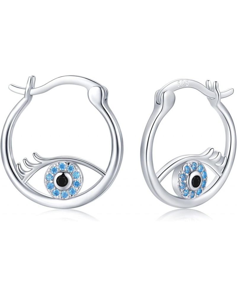 Evil Eye Earrings 925 Sterling Silver Blue Evil Eye Huggie Hoop Earrings Evil Eye Jewelry Gifts Birthday Valentine's Day Chri...