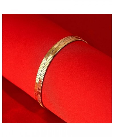 Luxury 24k Real Gold Plated Bracelet Herringbone Bracelet Women Bracelet or Mens Bracelet 7.0 Inches 7mm $28.48 Bracelets