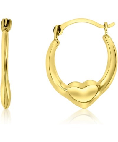 14K Yellow Gold 2x14mm Small Polished Heart Lightweight Hoop Earrings Heart Drop $29.40 Earrings