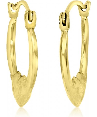 14K Yellow Gold 2x14mm Small Polished Heart Lightweight Hoop Earrings Heart Drop $29.40 Earrings