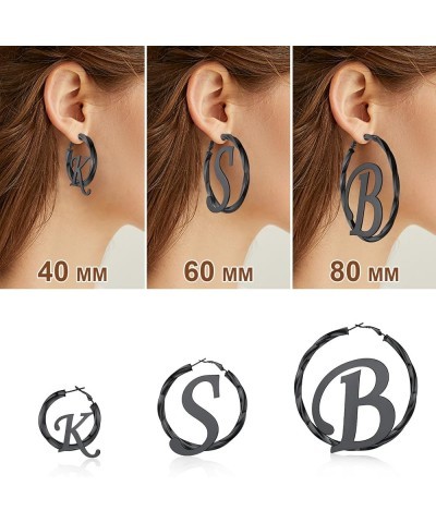 40/60/80mm Hoop Earrings Stainless Steel Custom Personalized Single Letter Initial Alphabet Earrrings for Women(With Gift Box...