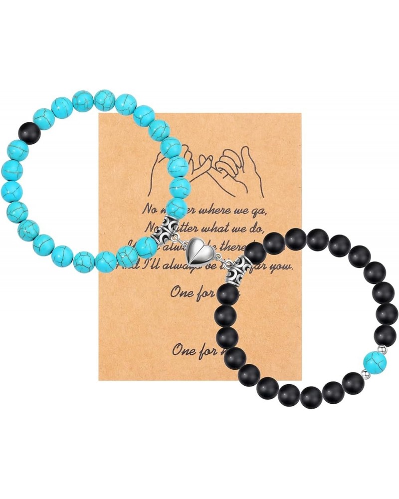 Magnetic Bracelets for Couples Love Bracelets Distance Natural Beaded Bracelet Valentines Day Gifts Black Turquoise $7.53 Bra...