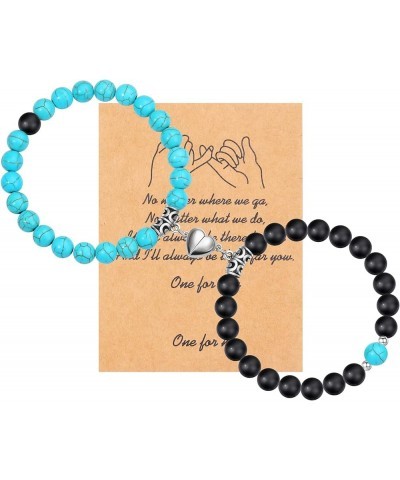 Magnetic Bracelets for Couples Love Bracelets Distance Natural Beaded Bracelet Valentines Day Gifts Black Turquoise $7.53 Bra...