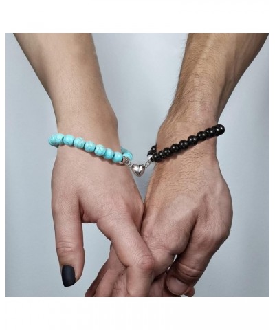 Magnetic Bracelets for Couples Love Bracelets Distance Natural Beaded Bracelet Valentines Day Gifts Black Turquoise $7.53 Bra...