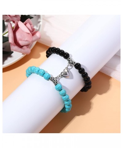 Magnetic Bracelets for Couples Love Bracelets Distance Natural Beaded Bracelet Valentines Day Gifts Black Turquoise $7.53 Bra...