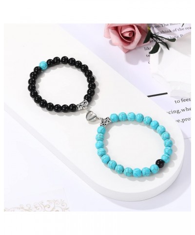 Magnetic Bracelets for Couples Love Bracelets Distance Natural Beaded Bracelet Valentines Day Gifts Black Turquoise $7.53 Bra...