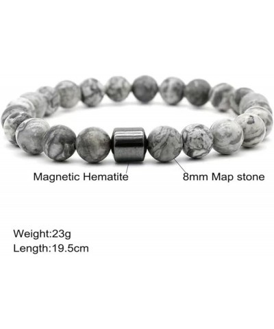 Pure Natural Round Gemstone Bracelet Healing Crystal Stretch Beaded Bracelet Suitable for Men and Women 2pcs Elegant Gray 8mm...