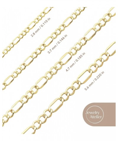 Gold Chain Necklace Collection - 14K Solid Yellow Gold Filled Figaro Chain Necklaces for Women and Men with Different Sizes (...