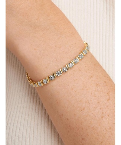 Charm Bracelet with Diamond Accent S-Link Chain, Diamond Tennis Bracelets, Bracelets for Women Mom Yellow Gold $16.10 Bracelets