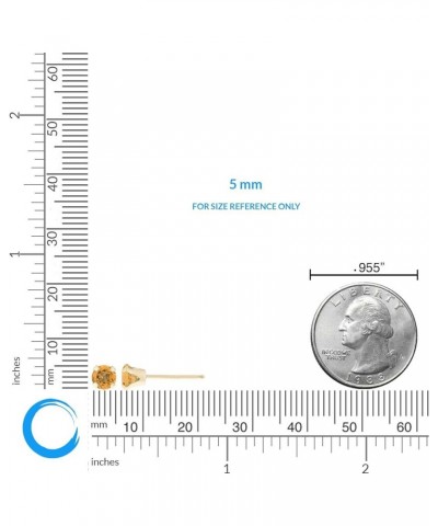 Natural Gemstone Round Stud Earrings for Women in 14k Yellow or White Gold with Push Back 5 mm Birthstone Yellow Gold Citrine...