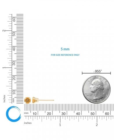 Natural Gemstone Round Stud Earrings for Women in 14k Yellow or White Gold with Push Back 5 mm Birthstone Yellow Gold Citrine...