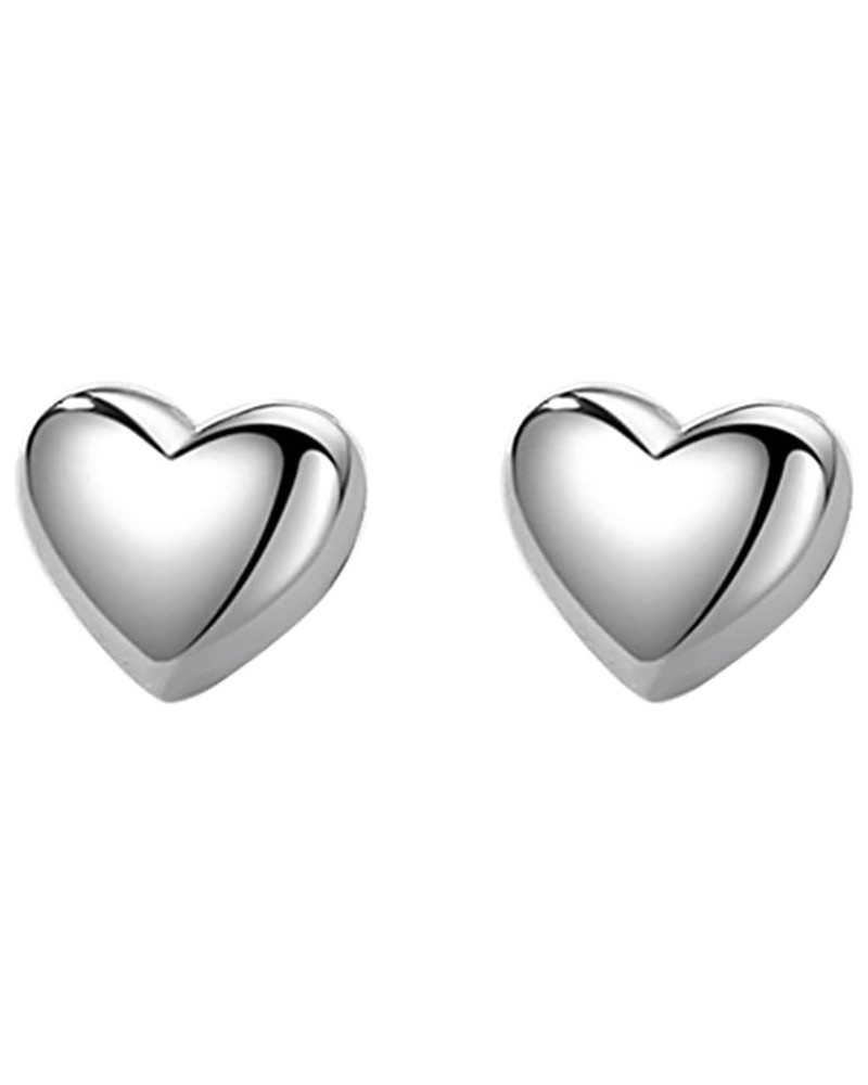 925 Sterling Silver 8MM Fat Heart Earrings Studs for Women Teen Girls Hollow Sweet Love Studs Earrings A-Silver $10.25 Earrings