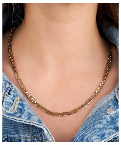 18K Gold Plated Mariner Chain Necklace for Women, Flat Marina Gold Necklace 20 Inches 6MM Gold $16.37 Necklaces