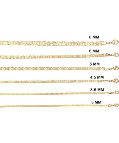 18K Gold Plated Mariner Chain Necklace for Women, Flat Marina Gold Necklace 20 Inches 6MM Gold $16.37 Necklaces