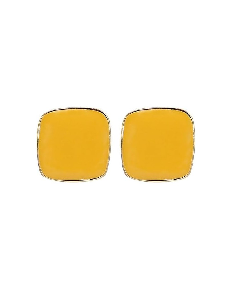 Lightweight Colorful Enamel Square Button Earrings for Women Small Square Post Stud Earrings Delicate Pierced Earrings Teen G...