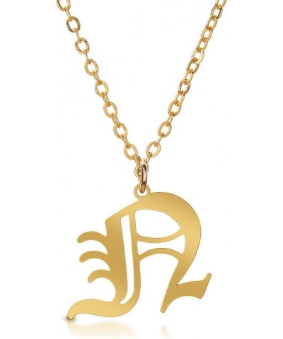 Stainless Steel Gold Plated Gothic, Old English Initial A - Z Letter Alphabet Pendant Necklace N $10.19 Necklaces