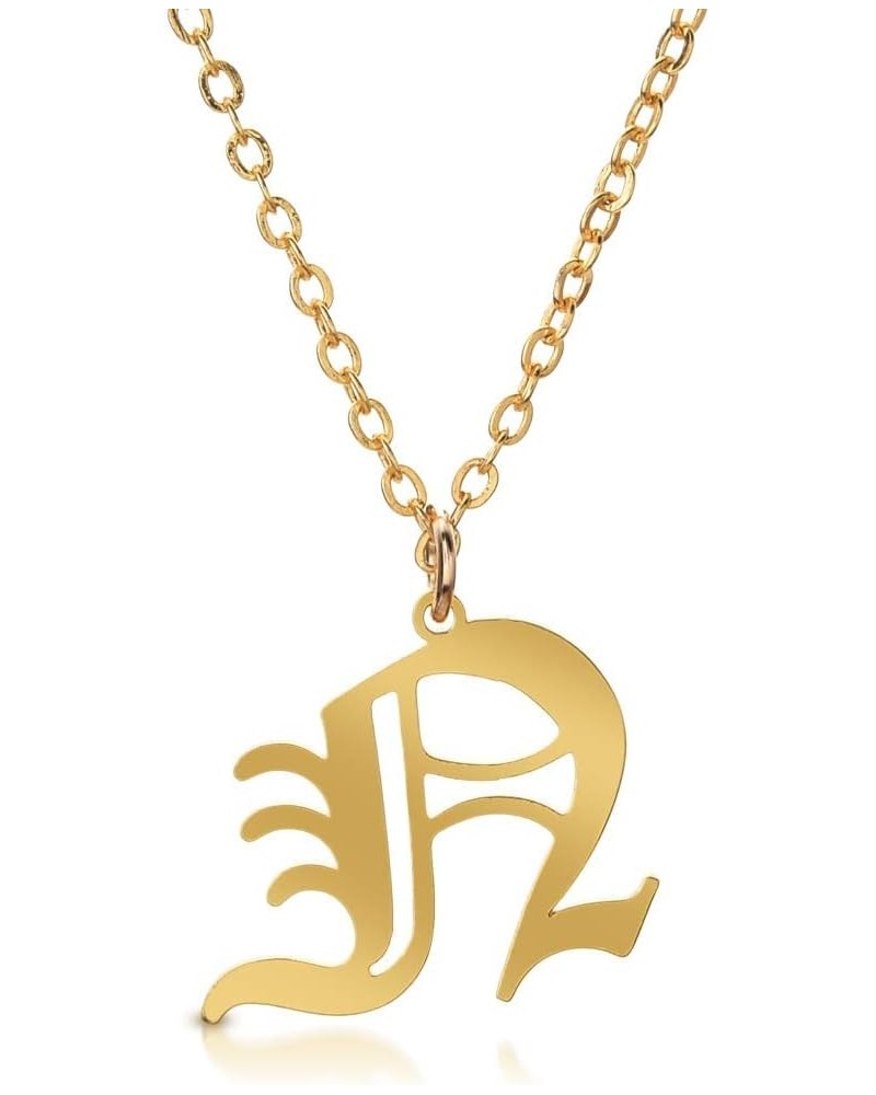 Stainless Steel Gold Plated Gothic, Old English Initial A - Z Letter Alphabet Pendant Necklace N $10.19 Necklaces