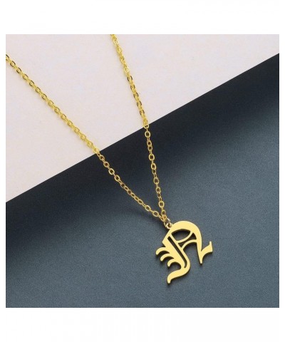 Stainless Steel Gold Plated Gothic, Old English Initial A - Z Letter Alphabet Pendant Necklace N $10.19 Necklaces