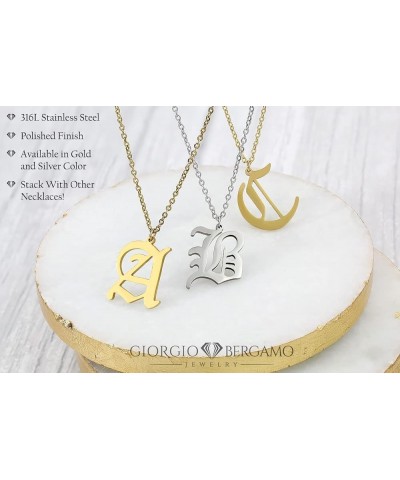 Stainless Steel Gold Plated Gothic, Old English Initial A - Z Letter Alphabet Pendant Necklace N $10.19 Necklaces