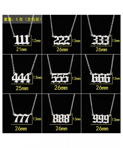 Angel Lucky Number pendant necklace 111-999 commemorative gift stainless steel bracelet anklet ring for men and women silver-...