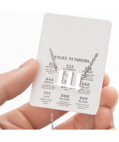 Angel Lucky Number pendant necklace 111-999 commemorative gift stainless steel bracelet anklet ring for men and women silver-...