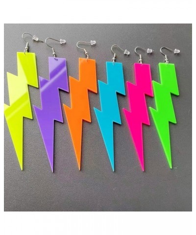 70 80s Neon Earrings for Women Lightweight Acrylic Exaggerated Cassette Tape Star Lightning Bolt Earrings Party Costume Acces...