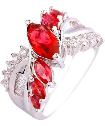 925 Sterling Silver Plated Created Sapphire Quartz&Topaz Cluster Women Band Ring Red US6 $3.84 Rings