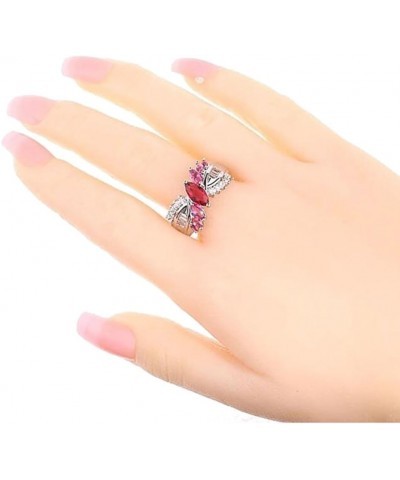 925 Sterling Silver Plated Created Sapphire Quartz&Topaz Cluster Women Band Ring Red US6 $3.84 Rings