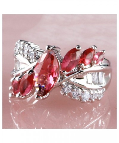 925 Sterling Silver Plated Created Sapphire Quartz&Topaz Cluster Women Band Ring Red US6 $3.84 Rings