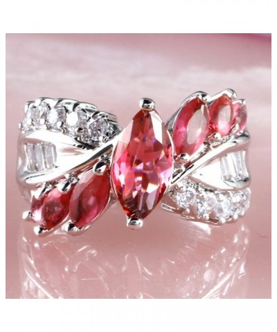 925 Sterling Silver Plated Created Sapphire Quartz&Topaz Cluster Women Band Ring Red US6 $3.84 Rings