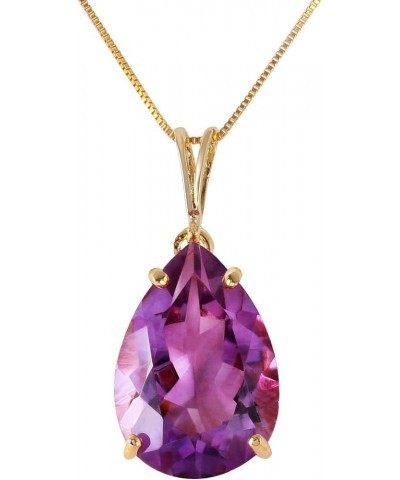 5 Carat 14k Solid Gold Necklace with Natural Amethyst Pendant 16.0 Inches $200.20 Necklaces