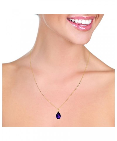 5 Carat 14k Solid Gold Necklace with Natural Amethyst Pendant 16.0 Inches $200.20 Necklaces