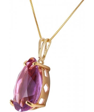 5 Carat 14k Solid Gold Necklace with Natural Amethyst Pendant 16.0 Inches $200.20 Necklaces