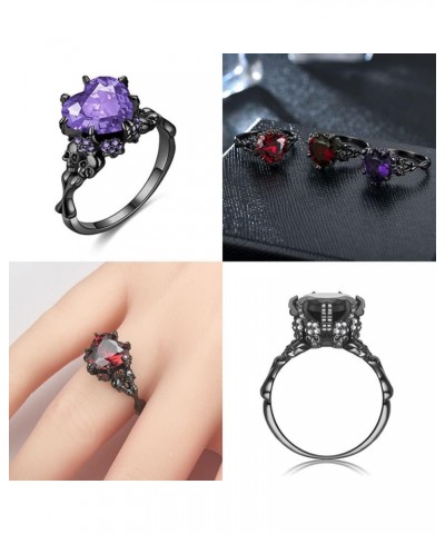 Gothic jewelry Skull Rings Halloween Punk Engagement Black Rings for Women Vampire Accessories Christmas Gifts Red $9.46 Rings