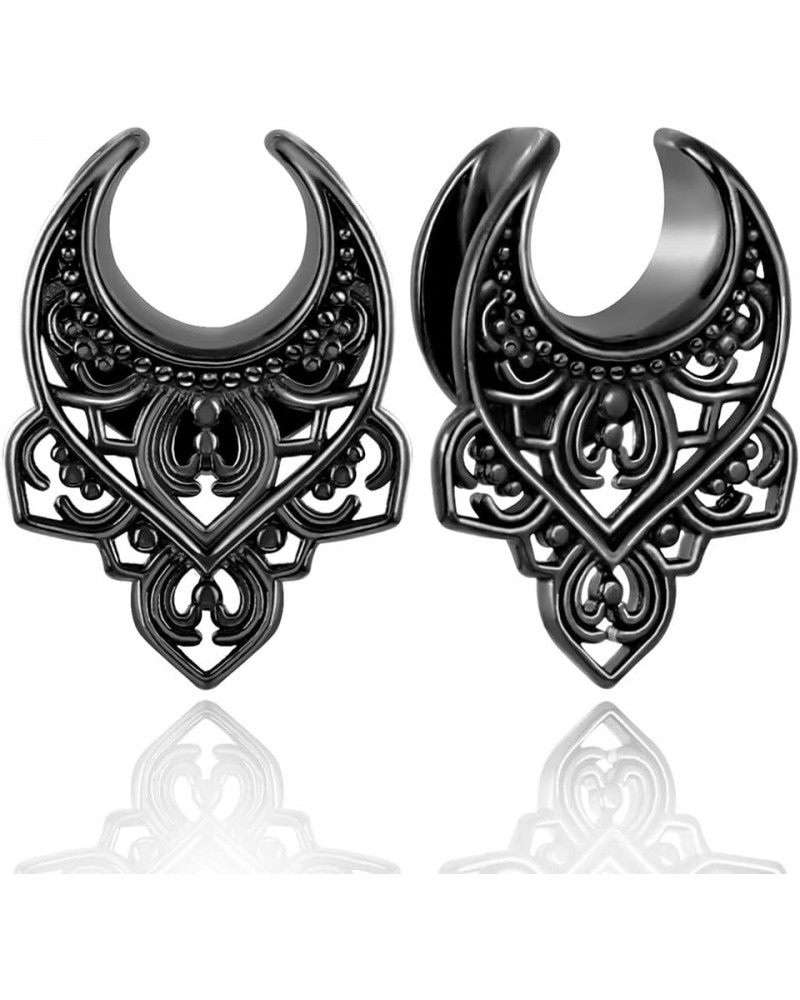 2 PCS Hypoallergenic 316 Stainless Steel 0G-1" Leaf Saddle Hangers Plugs Floral Saddle Gauges for Stretched Lobe Ear Plugs Ex...