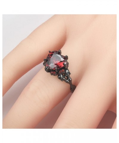 Gothic jewelry Skull Rings Halloween Punk Engagement Black Rings for Women Vampire Accessories Christmas Gifts Red $9.46 Rings