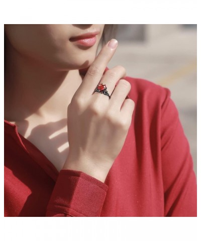 Gothic jewelry Skull Rings Halloween Punk Engagement Black Rings for Women Vampire Accessories Christmas Gifts Red $9.46 Rings