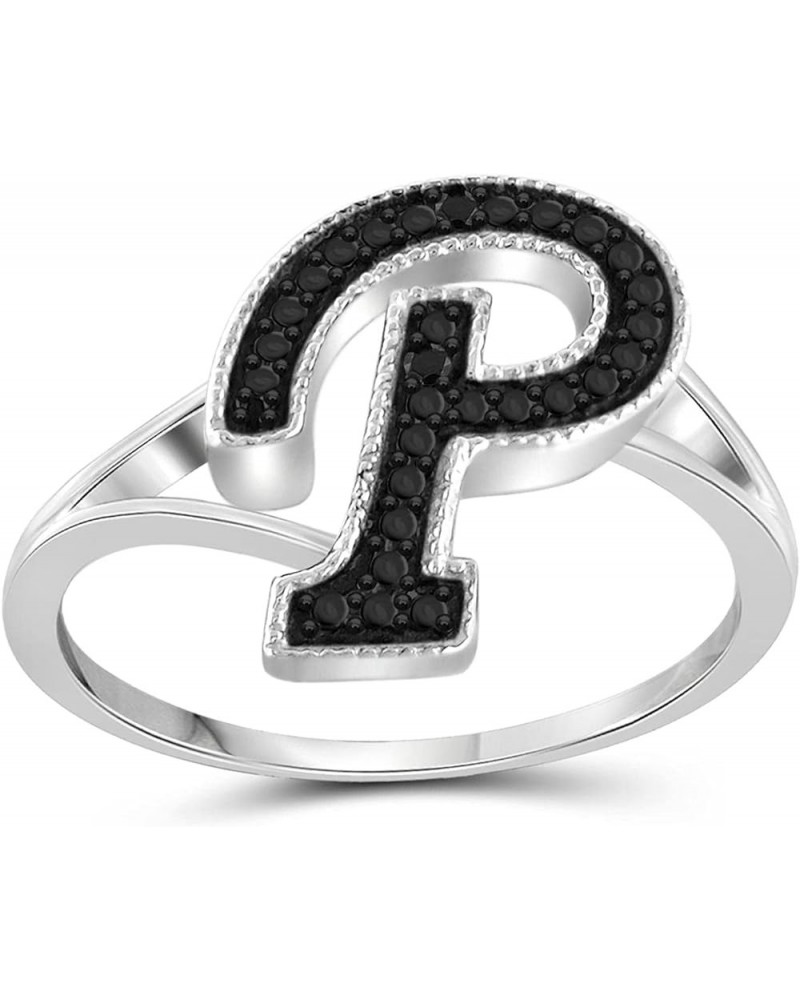 Black Diamond Accent Sterling Silver A TO Z Initial Spell it Out Ring black diamond - p initial $10.80 Rings