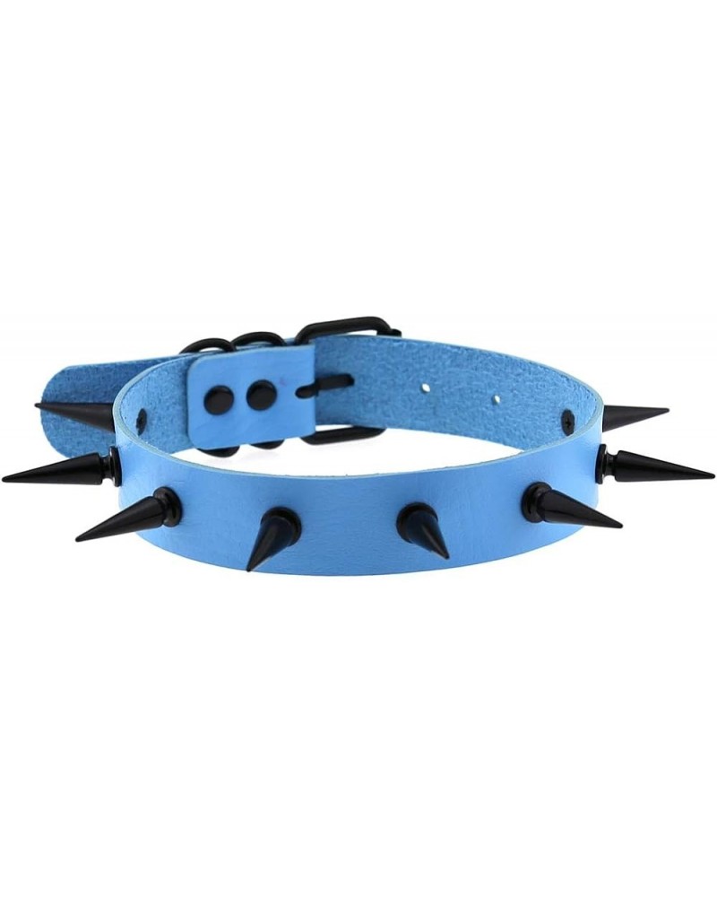 Unisex Multicolor Simulated Leather PU Black-tone/Silver-tone Spikes Rivets Spiked Punk Rock Gothic Choker Collar Necklace Bl...