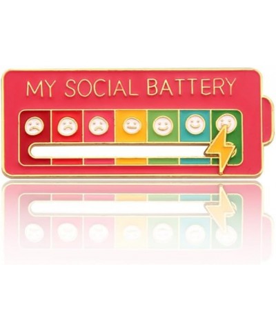 Social Battery Pin for Women and Men Social Interactive Mood Enamel Brooch Lapel Pin Perfect for Backpack,Clothing,Jewelry in...