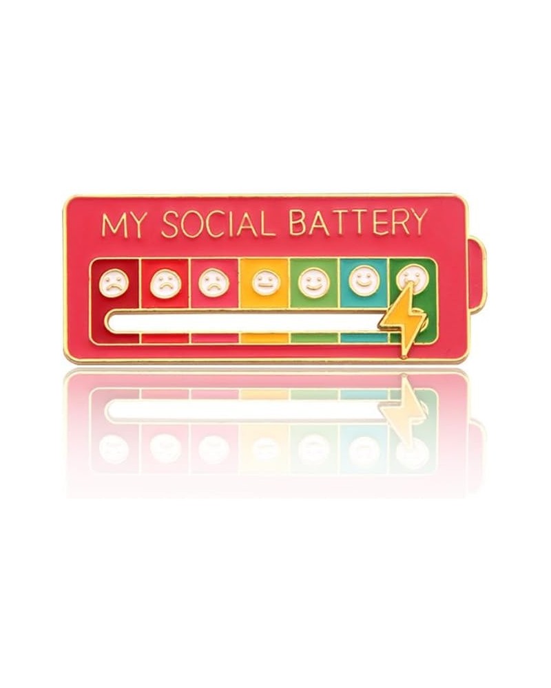 Social Battery Pin for Women and Men Social Interactive Mood Enamel Brooch Lapel Pin Perfect for Backpack,Clothing,Jewelry in...