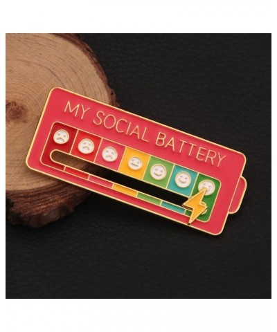 Social Battery Pin for Women and Men Social Interactive Mood Enamel Brooch Lapel Pin Perfect for Backpack,Clothing,Jewelry in...