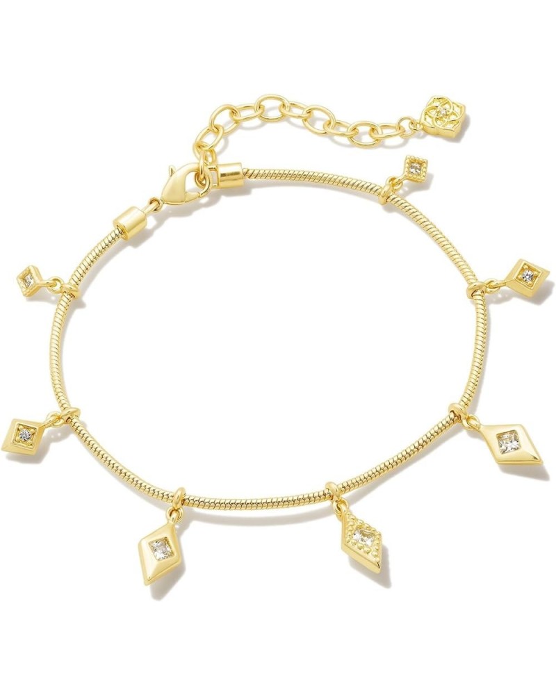 Kinsley Delicate Chain Bracelet One Size Gold White Cz $31.50 Bracelets