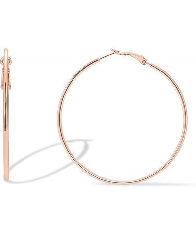 14K Gold Plated Sterling Silver Post Hoops | Large Hoops Earring | Lightwight Gold Hoop Earrings for Women Rose Gold 60 Milli...