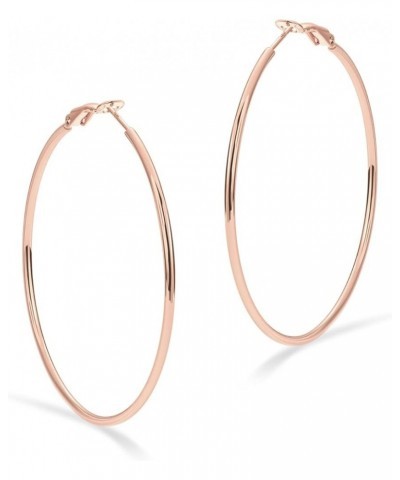 14K Gold Plated Sterling Silver Post Hoops | Large Hoops Earring | Lightwight Gold Hoop Earrings for Women Rose Gold 60 Milli...