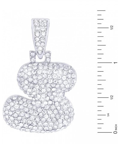 A - Z Initial Bubble Letter Silver Plated Iced CZ Pendant With 20" Rope Chain Necklace S $7.55 Necklaces