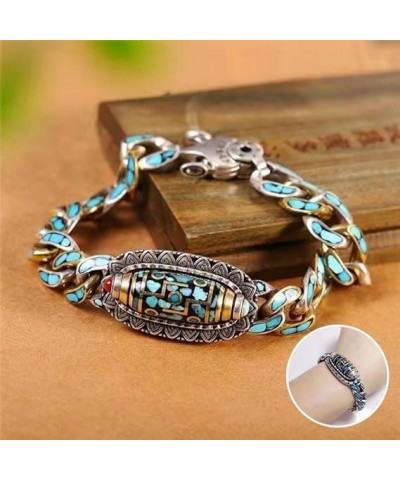 Turquoise Six-Character Mantra Nine-Eyed Dzi Bead Bracelet AB-22CM $15.98 Bracelets