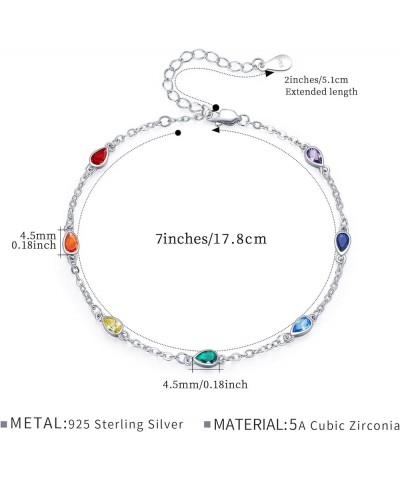 Chakra Bracelet Sterling Silver 7 Chakra Yoga Bracelet Wrist Link Bracelet Birthday Christmas Gifts for Women Wife Girlfriend...